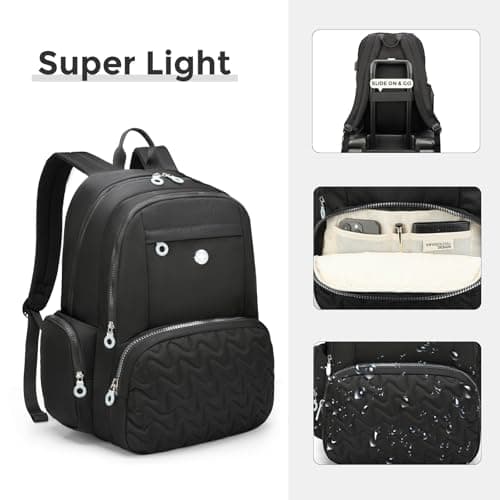 Swissdigital Design Backpack for Women, 15.6 inch Laptop College Black Medium Simple Modern Backpacks for School with USB Charging Port for Womens Girls | SD1711-01 - Thumbnail 6