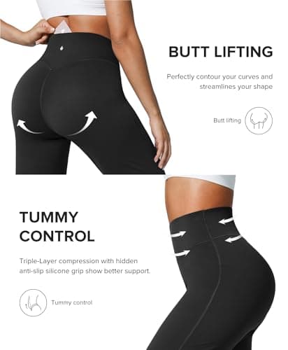 BRXL Straight Leg Workout Pants Women Wide Leg Gym Pants Tummy Control Butt Lifting Workout Leggings Black XS - Thumbnail 5