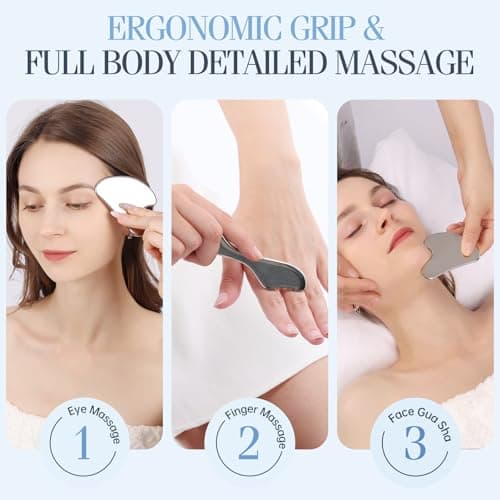 ANPODE 2Pcs Gua Sha Facial Tools Set,Guasha Massage Tool for Face&Body, Manual Massage Tool for Lymphatic Drainage &Jawline Sculpting & Puffiness Reducing,Gua Sha Muscle Scraper Tool,Skin-Care Tool - Thumbnail 5