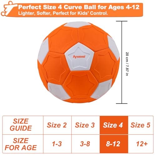 Outdoor Toys for Kids Size 4 Curve Soccer Ball for Ages 3-12, Soft Toddler Swerve Balls with Pump & Mesh Bag, Outside Indoor Sport Toy for Boy Girl Gift, Beginner Football for Yard Lawn Game Activity - Thumbnail 3