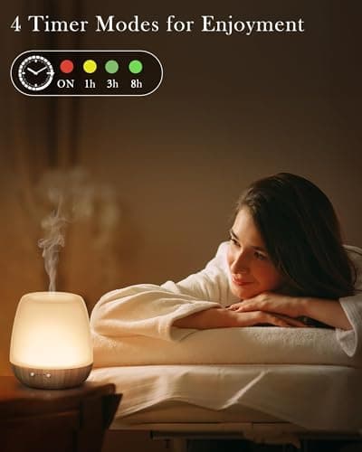 Onaboviva Essential Oil Diffuser -2.4MHz Ultrasonic Glass Diffuser for Home&Commercial,180ml, Pulse&Continuous Mist, 1/3/8H Timer, Waterless Auto-Off, Silent (≤25dB), Aromatherapy Diffuser with Light - Thumbnail 4