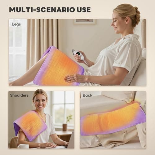 Aheadpret Electric Heating Pads for Neck and Shoulder,3 Hours Auto Shut Off,6 Heat Levels,12" x 24" Heating Pads,Machine Washable,Birthday Gifts for Women and Men,Purple - Thumbnail 2