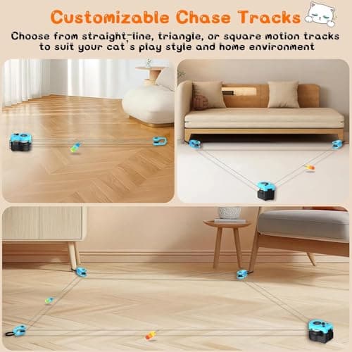 Upgraded Interactive Cat Toy for Indoor, Automatic & Remote Control Cat Chase Toy with Feather Mouse Lure, Adjustable Speed Track, Rechargeable Self-Play Exercise Toy for Bored Cats & Kittens (Blue) - Thumbnail 2