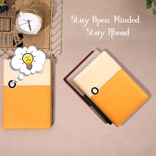 CAGIE Lined Journals for Writing, Two-Toned Hardcover Journal Notebook for Women, 256 Pages A5 Journal with 100GSM Thick Paper for Work Note Taking Diary, Refillable Design,8.6 x 5.7 Inch,Yellow - Thumbnail 2