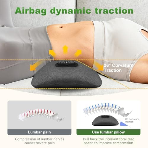 3 in 1 Electric Lumbar Massager Support Pillow - Lower Back Massager with Heat,Vibration & Airbag Traction,Smooth Triple Fusion Lumbar Support Massager for Lower Back Pain Relief FSA Eligible HSA - Thumbnail 3