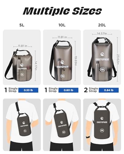 CoozySphere Waterproof Dry Bag 10L, Lightweight Roll Top Floating Dry Sack with Phone Case and Whistle for Women Men, Beach Bag Kayak Accessories Paddle Boarding - Thumbnail 2