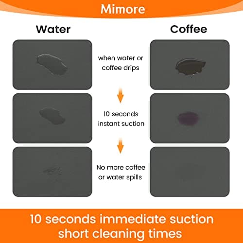 Mimore Coffee Mat - 18x24 Inch Grey Countertop Mat - Absorbent, Hides Stains, Rubber Backed - Dish Drying Mat Fits Under Coffee Maker or Espresso Machine (Compatible with Ninja Luxe Cafe) - Thumbnail 3