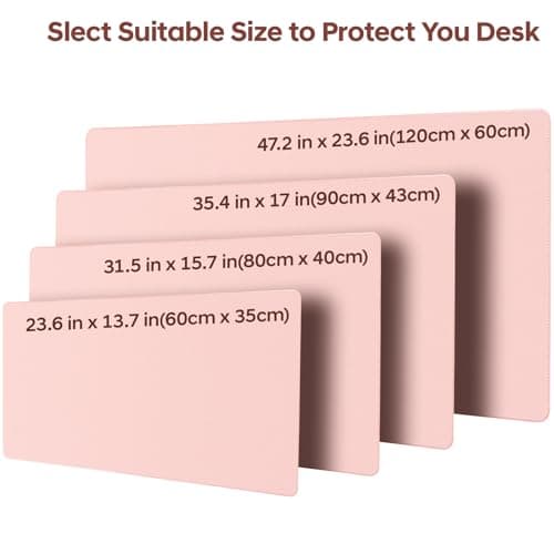Yuwiiuuo Leather Desk Pad Protector, Office Desk Mat, Large Mouse Pad, Non-Slip PU Leather Desk Blotter, Waterproof Computer Desk Writing Pad for Office and Home (Light Pink, 47.2" x 23.6") - Thumbnail 6