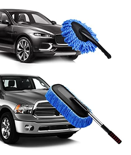 YeewayVeh Car Duster Kit, 2 Pack Car Dust Brush Set with Microfiber Pollen Dusters Scratch Free, Extendable Duster Brush & Dash Duster for Exterior Interior Cleaning Tools