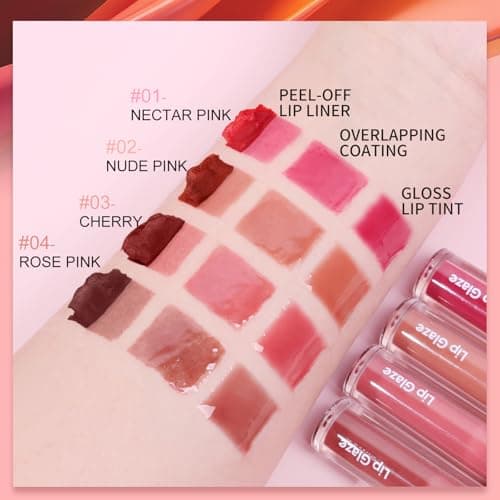 CAMERIC Peel Off Lip Stain Liner 2-in-1 Lip Gloss Oil Makeup Combo, Lip Liner Stain Smudge-Proof, Highly Pigmented Color, Transfer-Proof, Waterproof, Glitter Lip Glaze Moisturizing - Thumbnail 5