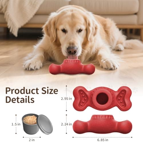 PETSWEET 3-in-1 Enrichment Dog Toy for Aggressive Chewers, Frozen Treat Toy & Interactive Treat Dispenser with Peanut Butter Grooves, Long Lasting Chew Toy for Large Dogs, Easy to Clean, Red - Thumbnail 6