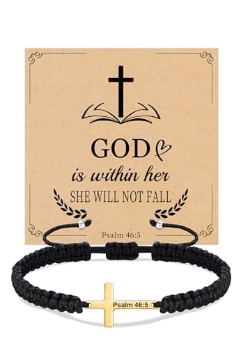 Sistble Christian Gifts for Teens, Cross Bracelet for Women Christian Gift Religious Baptism Inspirational Bracelets for Women Easter Basket Confirmation Gifts for Teenage Braided Gold Jewelry - Image 1