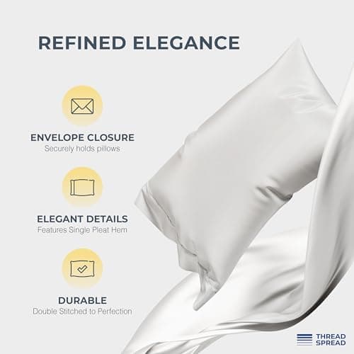THREAD SPREAD 100% Egyptian Cotton King Size Sheets Set - Luxury 1500 Series Egyptian Cotton Sheets King Size (4 PC, Light Grey), Silky Soft, Sateen, Cooling & Breathable, 17" Deep Pocket Bed Set - Thumbnail 4