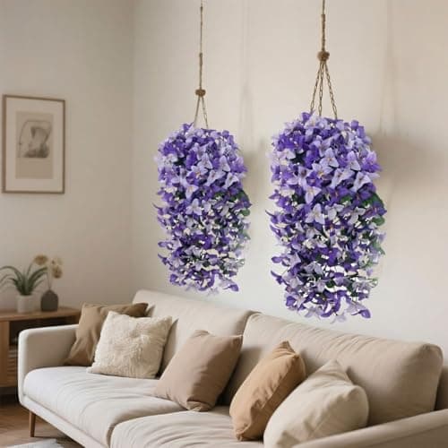 capirosa Artificial Flowers for Outdoors Fake Purple Bougainvillea Hanging Flower Decoration, 2Pcs Realistic Faux Silk Plants Long Trailing Vines, Spring Decor for Porch Patio Balcony Planter Yard - Thumbnail 6