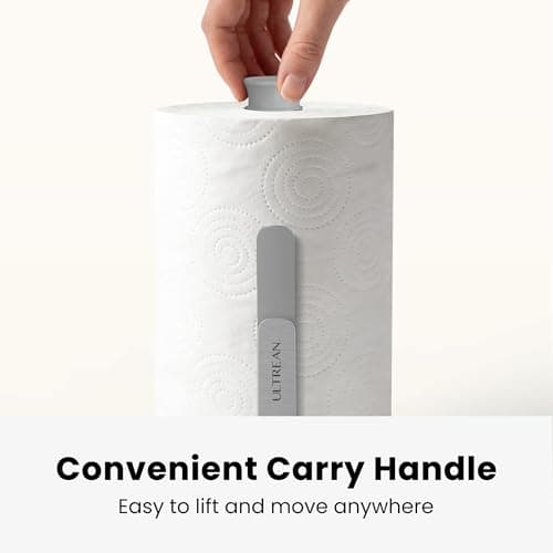 Ultrean Paper Towel Holder Countertop, Freestanding Paper Towel Dispenser with Spring-Loaded Arm for One-Handed Tear, Weighted Non-Slip Base, Stainless Steel for Kitchen - Thumbnail 5