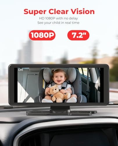 LUCKVIEW BM5PRO Double Car Camera for 2 Baby，7.2" 1080P Split Screen with IR Night Vision, Real-Time Monitoring Baby Car Camera,Easy Install, Family Travel Companion for Kids & Pets - Thumbnail 4