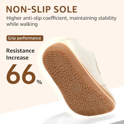 STEP QUEEN Toddler Girl Wide Toe Box Barefoot Walking Shoes Zero Drop Lace Sneakers for Outdoor Activities Beige Toddler 8 - Thumbnail 6