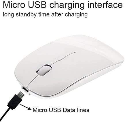 Tsmine Bluetooth Wireless Mouse - Slim Rechargeable, Noiseless Click & 3 Adjustable DPI Levels for Laptop, Tablet, iMac, MacBook Air - White - Thumbnail 4