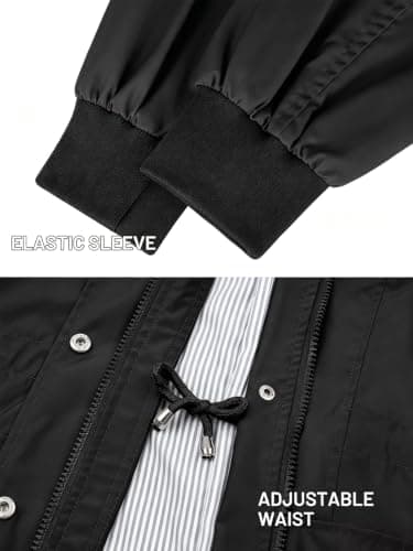 PITINAN Light Rain Jacket Black Raincoat for Women Waterproof Jackets For Women with Hood Lightweight and Portable Rain Coat M - Thumbnail 5