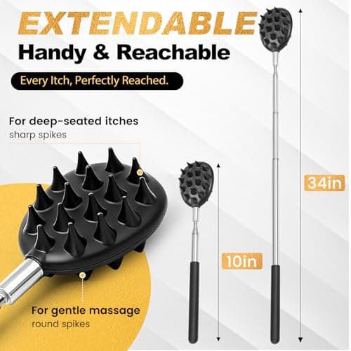 SANTAPICK Telescoping Back Scratcher Extendable with 4PCS Detachable Scratching Heads, Stocking Stuffers for Men/Women/Dad, White Elephant Gifts for Adults Christmas Gifts - Thumbnail 3