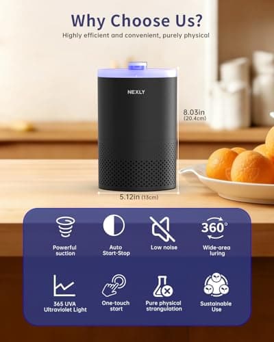 NEXLY MK029 Bug Zapper Trap Indoor in Home Mosquito Zapper Mosquito Killer Fruit Fly Traps Flying Insects Zappers Gnats House Energy Conservation UVA Zapper for Bedroom Livingroom Kitchen Basement - Thumbnail 2