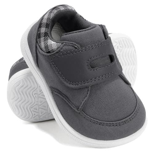 STQ KIDS Toddler Wide Toe Box Shoes Barefoot Shoe Girls Kids Walking Girl Sneakers Non-Slip Lightweight Comfortable First Walking Tennis Outdoor Activities Dark Grey Little Kid Size 11 - Image 1