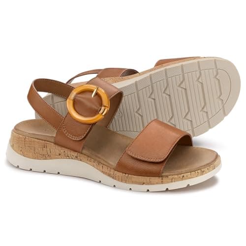ATHMILE Women's Sandals Orthopedic Arch Support Platform Sandals for Women Adjustable Straps for Narrow & Wide Feet Comfort Walking Shoes for Travel Work Vacation & Everyday Casual Wear Brown Size 9 - Image 1