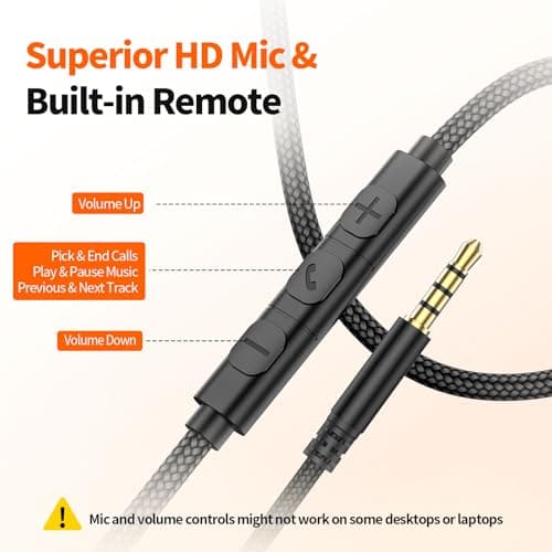 URBAN SWING W70 Wired Headphones Over Ear Headset with Mic, USB-C Adapter Plus 3.5mm Jack & Hardshell Travel Case, 4.9ft Extra-Long Braided Cord for iPad, iPhone 16/17, Samsung, PS5, Teens & Adults - Thumbnail 4