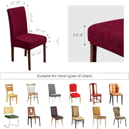 YUEANG Waterproof Dining Chair Covers, Chair Covers for Dining Room Stretch Parsons Chair Slipcover, for Dining Room Kitchen Chair Protector Cover, Removable, Washable - Thumbnail 6