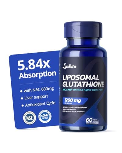 LincNutri Liposomal Glutathione 500 mg with NAC 600 mg for Women 35+, 2-Way Glutathione, Milk Thistle, Selenium & ALA, Liver Detox, Radiant Skin & Energy for Late Nights & Social Drinking, 60 Capsules - Image 1