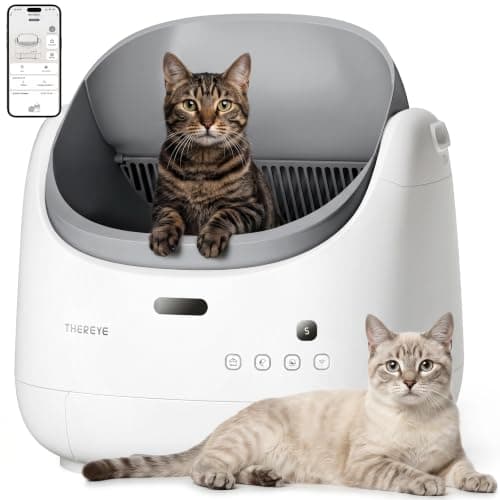 Automatic Litter Box, Self Cleaning Litter Box for Multiple Cats, APP Control and Safety Sensors, Odor Control, Open-Top Smart Cat Litter Box with Trash Bags/Litter Mat