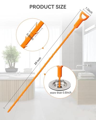 Drain Snake Clog Remover Tool, 3 Plastic (20 Inches) and 1 Stainless Drain Snakes (33 Inches) Included, Effectively Clean Hair and Other Clog for Toilet, Kitchen Sink, Bathroom Tub - Thumbnail 3