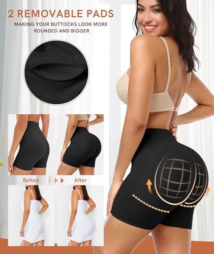 Figninget Hip Dip Shapewear For Women Hip Pads Shaping Shortss Tummy Control Panties Butt Padded For Bigger Butt Black 3XL - Thumbnail 3