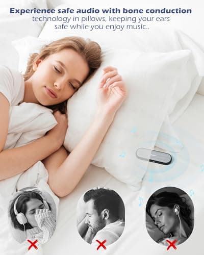 Under Pillow Bluetooth Speaker for Sleep: Private Bone Conduction Portable Speaker with White Noise - 20-Hour Battery Life for Soothing Sleep Sound (Black) - Thumbnail 5