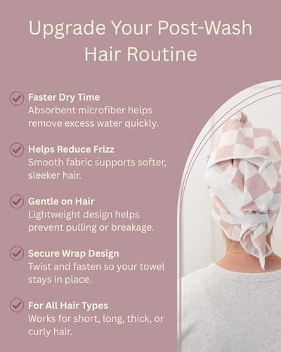 BlairCo. Microfiber Hair Towel Wrap for Women - Anti-Frizz Quick Dry Hair Wrap for Long Hair - Hair Towels for Women, Hair Drying Towel Wrap-Teal Butterfly Floral - Thumbnail 3