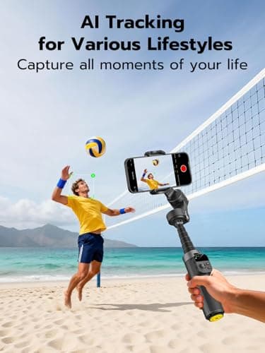 AOCHUAN 3-Axis Gimbal Stabilizer for iPhone w/360° Face Tracking, Smartphone Gimbal w/One-Tap Open Tripod, Gesture Control, Phone Stabilizer w/Magnetic Remote Control & 20" Extension Rod,Smart X3 - Thumbnail 6