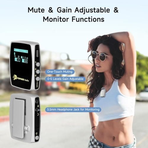 Wireless Lavalier Microphones for phones Cameras, Mini Mic Lapel Wireless Microphone with 20H Battery Life, 64GB TFcard Slot, DSP Noise Cancelling for Record Interview, Vlogs, YouTube, Tiktok (WE10) - Thumbnail 2