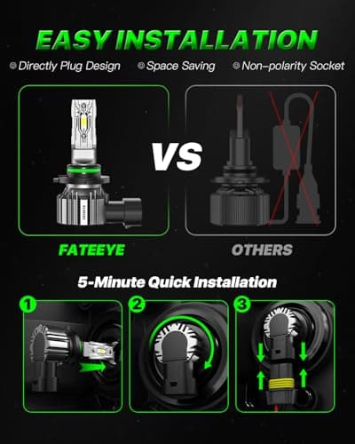 FateEye H11 9005 LED Light Bulbs 40000LM 6500K High Beam Low Beam Bulb LED Fog Light Kit, 1:1 Size, Plug and Play, Fog Bulbs - Thumbnail 5