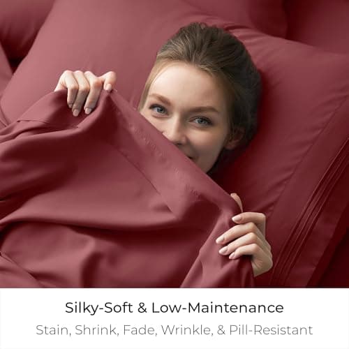 Mellanni Twin Size Flat Sheet - Iconic Collection Bedding - Hotel Luxury, Extra Soft, Cooling - Wrinkle, Fade, Stain Resistant - 1 Flat Sheet Only (Twin, Brick Red) - Thumbnail 5