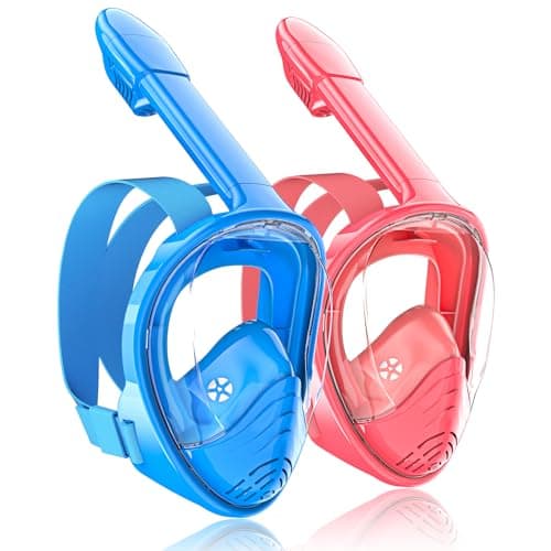 QingSong Kids Snorkel Mask Full Face, Snorkeling Set with Camera Mount, 180 Degree Panoramic View Snorkeling Gear Anti-Fog Anti-Leak - Image 1