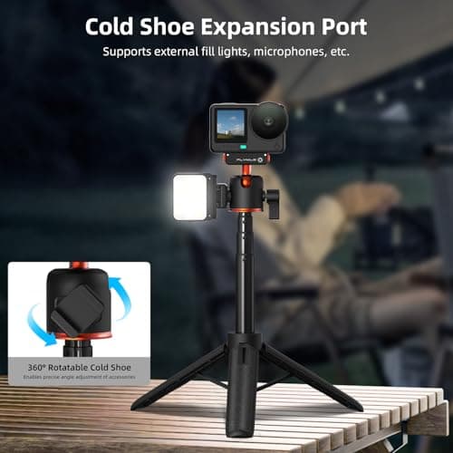 Flymile 21" Action 6 Camera Tripod, Magnetic Quick Release Adapter Selfie Stick Extended Pole Handle Grip with 360° Ball Head & Cold Shoe Mount, Mini Table Desk Tripod for DJI Osmo Nano Accessories - Thumbnail 3