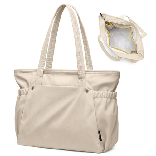 GOLF QUALITY Tote Bag for Women, Work Bags with Zipper Computer Laptop Handbag with Compartments for Travel, Daily,Fit 14Inch,Apricot - Image 1