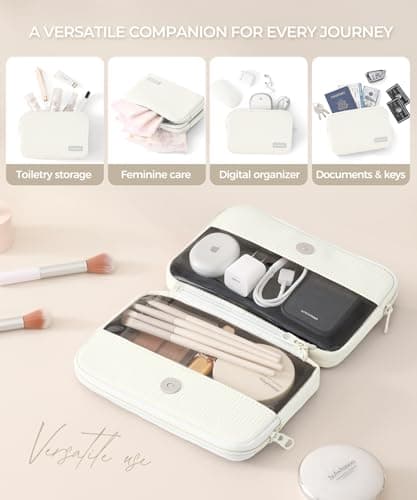 EPEDAL24 Preppy Makeup Bag, Rectangle Double Detachable Cosmetic Organizer, Clear Side Panel Portable Travel Pouches for In-Flight Essentials, Beauty & Tech Accessories, Gift for Women - Thumbnail 5