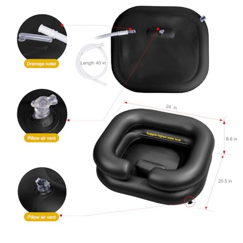 Inflatable Shampoo Basin for Bedridden and Disabled,Portable Shampoo Bowl for Injured, Hair washing Basin for Childred,pregnant woman,Easy Hair Washing at Home (Black) - Thumbnail 3