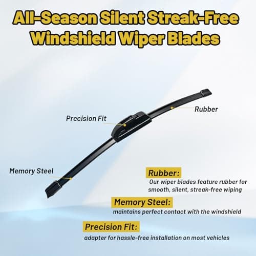 24" + 18" Windshield Wiper Blades (Set of 2), OEM Quality All-Season windshield wipers, Fits Chevrolet Equinox2018-2024 & Nissan Frontier 2005-2025, U/J Hook - Thumbnail 5