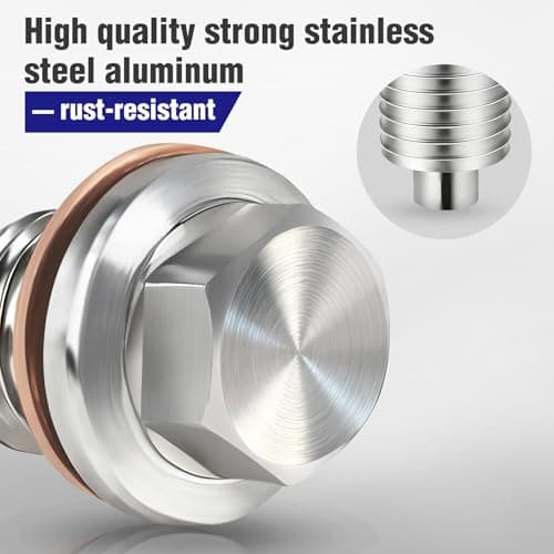 M12x1.25 Magnetic Oil Drain Plug – Strong Magnet Traps Metal Debris to Help Protect Your Engine, Leak-Free Stainless Steel Oil Pan Drain Plug with Extra Copper Washers - Thumbnail 6
