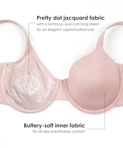 Brabalas Minimizer Bras for Women Full Coverage, Plus Size Underwire Support Bra for Large Bust, Unlined Non Padded Comfortable Bra with Soft Wire 42DDD Pink - Thumbnail 5
