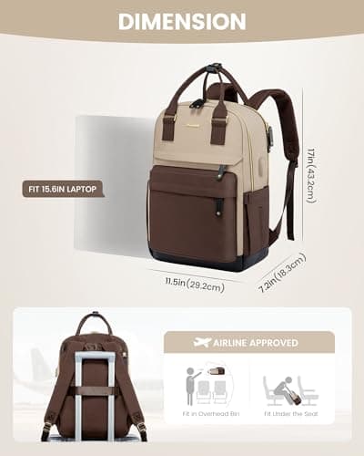 LOVEVOOK Travel Laptop Backpack Women, 15.6 Inch Anti-theft Laptop Bag with USB Port, Fashion Waterproof Computer Backpacks Teacher Nurse Backpack Purse for College Work - Thumbnail 3