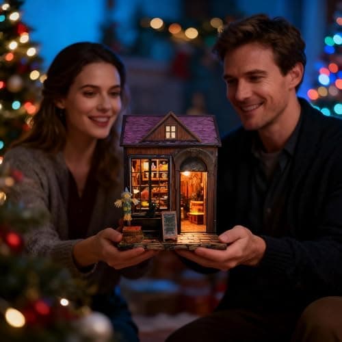Joibabe Magic Cabin Miniature Dollhouse with LED Lights, Vintage Furniture & Decor – Handcrafted Fantasy Shop Display for Home Decor, Collectibles & Gifts - Thumbnail 4