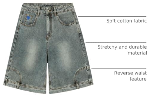 Aelfric Eden Washed Reverse Jorts Mens Casual Denim Shorts Loose Fit Baggy Jean Short Streetwear Trendy Outfits - Thumbnail 4